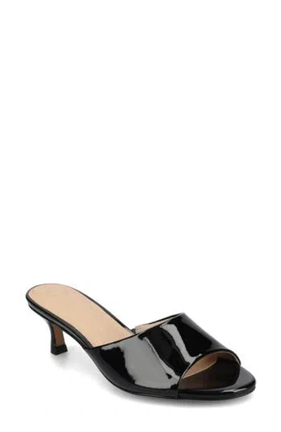 Journee Collection Jeylah Kitten Heel Slide Sandal In Patent,black