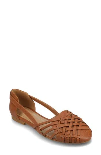 Journee Collection Journee Ekko Weave Flat In Cognac