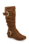 Journee Collection Journee Jester Extra Wide Calf Side Buckle Tall Boot In Brown