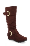 Journee Collection Journee Jester Extra Wide Calf Side Buckle Tall Boot In Burgundy