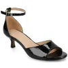 Journee Collection Journee Jezzie Slide Womens Black Patent Leather Kitten Heel Sandals Gal1769 In Black