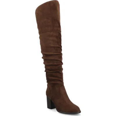 Journee Collection Journee Kaison Ruched Tall Boot In Brown