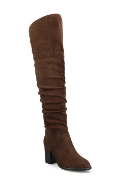 Journee Collection Journee Kaison Ruched Tall Boot In Brown