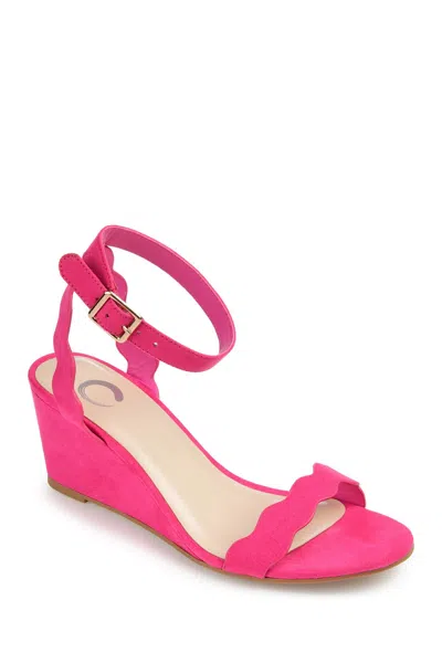 Journee Collection Loucia Womens Round Open Toe Wedge Heel Pumps In Pink