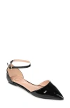 Journee Collection Women's Reba Ankle Strap Pointed Toe Flats In Patent Black