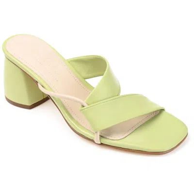 Journee Collection Journee Signature Womens Genuine Leather Jossette Slip On Block Heel Open Square Toe Sandals In Multi