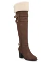 Journee Collection Journee Women's Alyza Over-the-knee Sherpa Boots In Brown