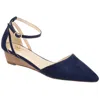 Journee Collection Arkie Womens Faux Suede Ankle Strap Wedge Heels In Blue