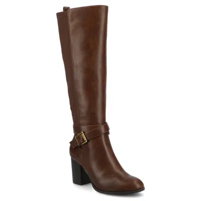Journee Collection Journee Women's Avalonn Knee High Extra Wide-calf Dress Boots In Burgundy