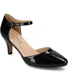 Journee Collection Journee Womens Bettie Almond Toe Mid Heel Pumps In Patent,black