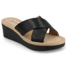 Journee Collection Women's Biara Crisscross Platform Wedge Sandals In Black