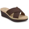 Journee Collection Women's Biara Crisscross Platform Wedge Sandals In Brown