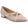 Journee Collection Women's Camby Crisscross Strap Pointed Toe Flats In Blue