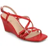 Journee Collection Clinne Wedge Sandal In Red