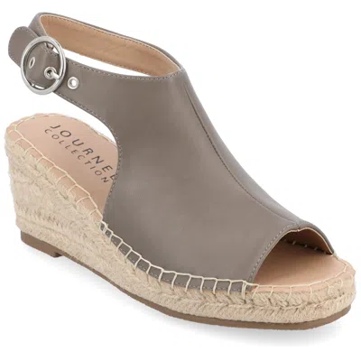 Journee Collection Journee Women's Crew Wedge Sandal In Grey