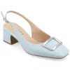 Journee Collection Everlee Womens Square Block Heel Pumps In Blue