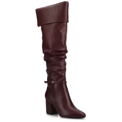 Journee Collection Journee Women's Floretta Over-the-knee Boots In Burgundy