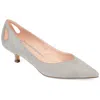 Journee Collection Goldie Womens Faux Suede Pointed Toe Kitten Heels In Grey