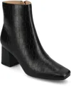 Journee Collection Journee Women's Haylinn Tru Comfort Foam Inside Zip Block Heel Booties In Croco,black