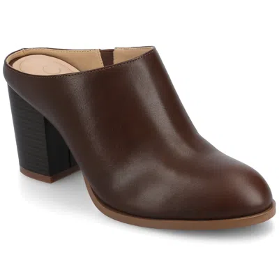 Journee Collection Kendra Block Heel Mule In Brown