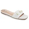 Journee Collection Women's Leonie Imitation Pearl Embellished Slide Flat Sandals In White