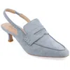 Journee Collection Women's Amory Tailored Kitten Heel Slingback Pumps In Blue