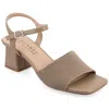 Journee Collection Knit Block Heel Sandal In Grey