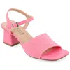 Journee Collection Knit Block Heel Sandal In Pink