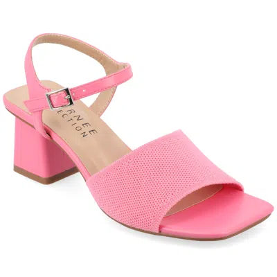 Journee Collection Knit Block Heel Sandal In Pink