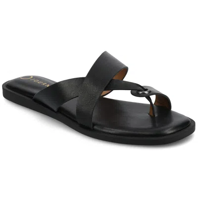 Journee Collection Women's Prizzie Toe Ring Strappy Flat Sandals In Black