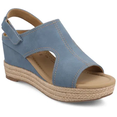 Journee Collection Journee Women's Rayleigh Espadrille Wedges In Blue