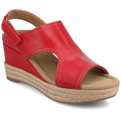 Journee Collection Journee Women's Rayleigh Espadrille Wedges In Red