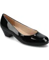 Journee Collection Journee Women's Saar Comfort Insole Round Toe Block Heel Pumps In Black Patent