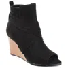 Journee Collection Sabeena Wedge Peep Toe Bootie In Black