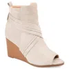 Journee Collection Women's Sabeena Peep Toe Stacked Wedge Booties In Grey