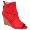 Journee Collection Sabeena Wedge Peep Toe Bootie In Red