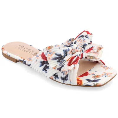 Journee Collection Women's Serlina Bow Flat Sandals In Dark Floral