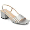 Journee Collection Shayana Block Heel Slingback Sandal In Silver