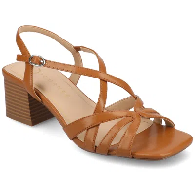 Journee Collection Women's Shyla Block Heel Dress Sandals In Cognac
