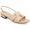 Journee Collection Women's Tabatha Block Heel Slingback Flat Sandals In Brown