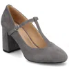 Journee Collection Talani Womens Almond Closed Toe Block Heel Pumps In Gray