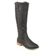 Journee Collection Women's Taven Extra Wide Calf Stacked Heel Western Detail Mid Shaft Boots In Grey