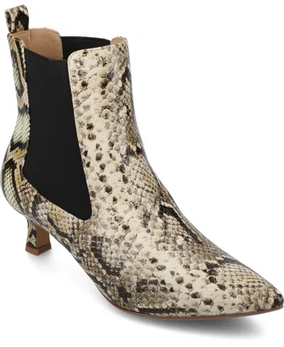 Journee Collection Women's Tenlee Pointed Toe Kitten Heel Dress Booties In Snake