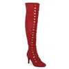Journee Collection Journee Trill Over-the-knee Lace-up Boot In Red
