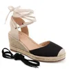 Journee Collection Monte Espadrille Ankle Strap Wedge Sandal In Black