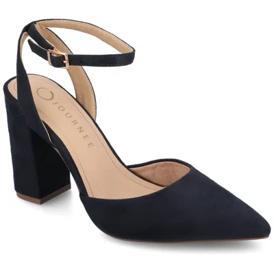 Journee Collection Women's Tyyra Ankle Strap Block Heel Pumps In Navy