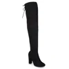 Journee Collection Women's Maya Over The Knee Block Heel Dress Boots In Black