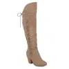 Journee Collection Women's Spritz Wide Calf Lace Up Over The Knee Boots In Grey