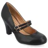 Journee Collection Womens Windy Double Strap Round Toe Block Heel Mary Jane Pumps In Black