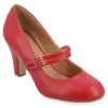 Journee Collection Womens Windy Double Strap Round Toe Block Heel Mary Jane Pumps In Red